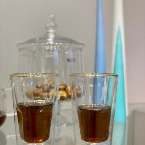 כוס דופן כפולה ארוכה פס זהב 350 מ"ל